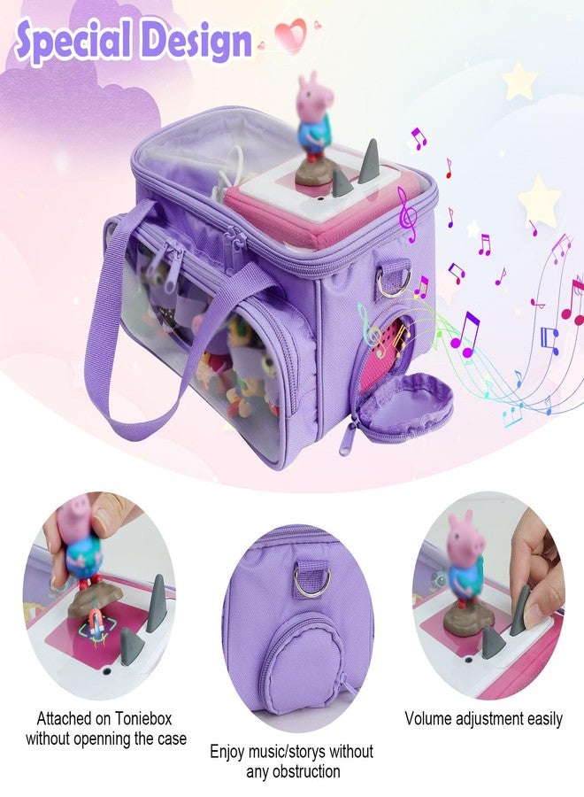 Demao Carrying Case for Tonie 2 &1 in Purple | All-in-One Portable Storage Box | Holds 20+ Figures for Tonies, Shockproof Travel Organizer | PVC Visual Cover-Plays Audio Figurines On-The-Go - Image 3